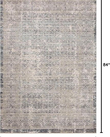 Loloi Amber Lewis Alie Collection ALE-04 Sky/Stone 7'-10'' x 7'-10'', .13'' Pile Height, Round Area Rug