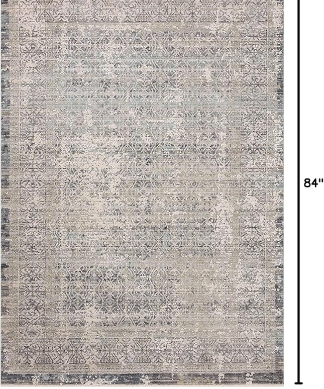 Loloi Amber Lewis Alie Collection ALE-04 Sky/Stone 7'-10'' x 7'-10'', .13'' Pile Height, Round Area Rug