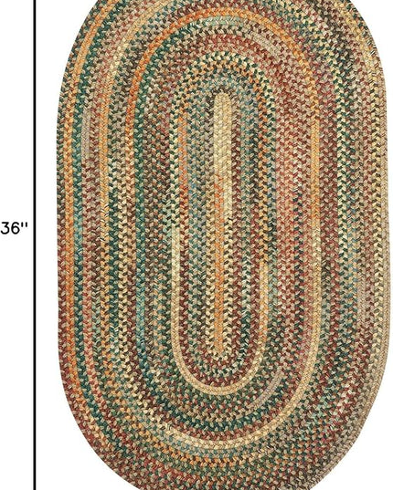 Capel American Heritage Tan Multi 0' 24" X 0' 36" Oval Braided Area Rug (Made in The USA)
