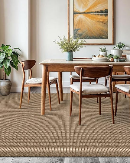 KOZYFLY Washable Area Rug 6x9 ft Rubber Backed Non Slip Rugs for Living Room Braided Cotton Bedroom Rug Woven Office Rugs Indoor Floor Carpets for Dining Bedroom Living Room, Tan/Orange/Brown