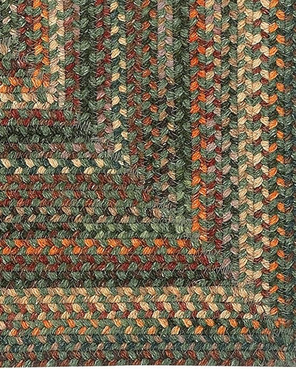 Capel American Heritage Green Multi 2' 0" X 9' 0" Runner Concentric Rectangle Braided Rug
