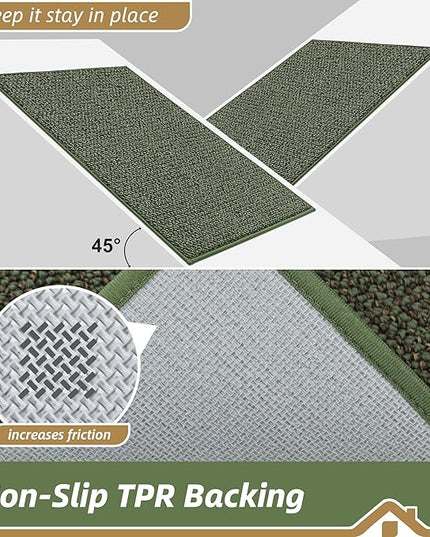 BEQHAUSE Dirt Trapper Door Mat 32" x 48", Non-Slip Washable Doormats Entrance Mat, Dirt Resistant and Absorbent Welcome Mat, Low Profile Floor Mats for Front Back Door and Entryway, Green