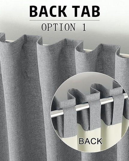 DUALIFE 96 Inch Long Blackout Curtains - Extra Wide Thermal Insulated Sun Block Out Bedroom Linen Curtains 8 ft Window Covering Back Tab Rod Pocket Drapes for Hall Living Room W84 x L96,2 Pcs, Grey