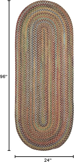 Capel American Heritage Olive Tan 2' 0" X 8' 0" Runner Oval Braided Rug