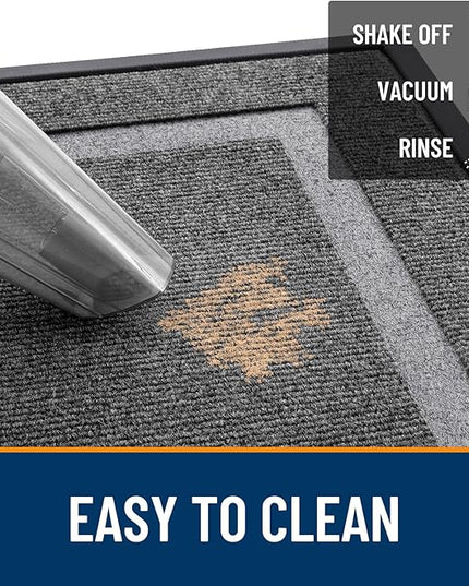 OLANLY Front Door Mat Indoor Outdoor Entrance, Waterproof All-Season, All-Weather Doormat, Sturdy Natural Rubber, Fade Resistant, Low Profile, Easy Clean Patio Porch Entryway Mat, 71x23, Dark Grey
