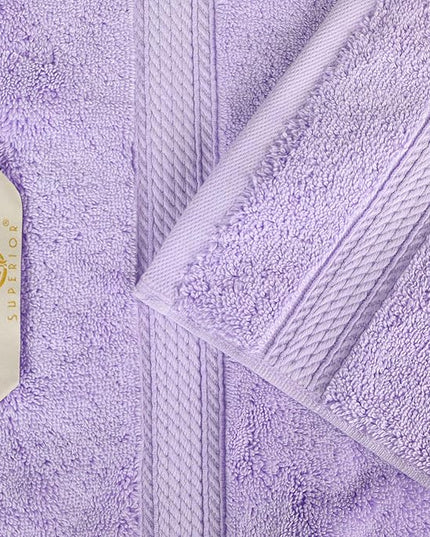 Superior Egyptian Cotton Pile Bath Towel Set of 4, Ultra Soft Luxury Towels, Thick Plush Essentials, Absorbent Heavyweight, Guest Bath, Hotel, Spa, Home Bathroom, Shower Basics, Purple