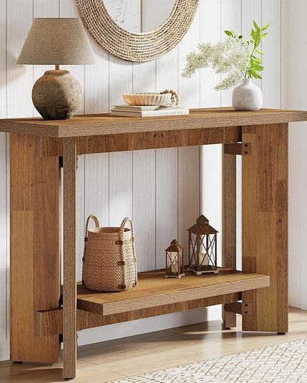 Tribesigns 41 Inches Rustic Sofa Console Table with Storage Shelf, 2-Tier Wooden Small Entryway Table Behind Couch for Living Room, Hallway, Entrance, Foyer