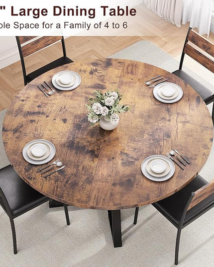Round Dining Table for 4,Kitchen Dining Room Circle Dinner Pedestal Table,Space Saving Wood Kitchen & Dining Room Furniture (Vintage, 42In)