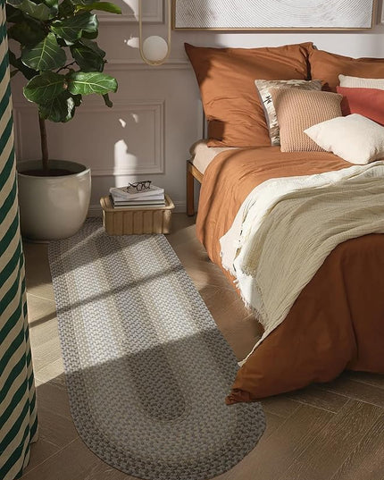 Tranquility TQ62 Frost 2' x 6' Runner - Braided Area Rug, Home Decor, Floor Mat or Bedroom Rug - Easy Care, Ideal for High Traffic Areas in Hallway and Living Room - Made in USA