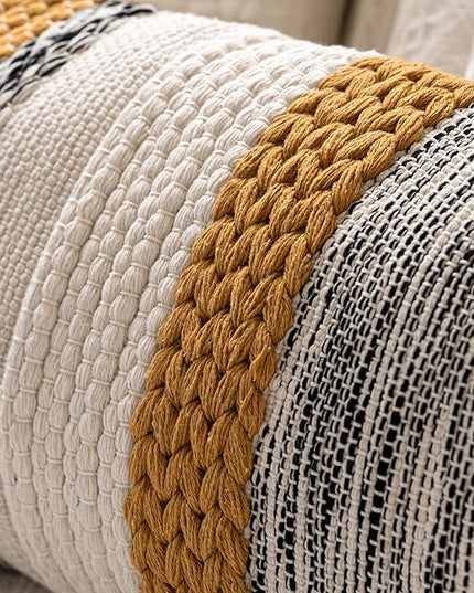 BlissBlush Decorative Lumbar Throw Pillow Cover 14x24 Boho Yellow Mustard Accent Cushion for Couch Sofa Farmhouse Pillowcase for Bedroom Living Room Home Décor Cover ONLY