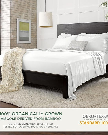 Pure Bamboo Twin XL Sheets, Genuine 100% Organic Viscose Derived from Bamboo Bed Sheet Set, Luxuriously Soft & Cooling, Double Stitching, 2 Year Quality Promise (Twin XL, White)
