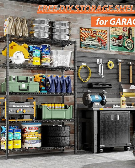 Storage Shelves Heavy Duty, 4 PCS 36" L x 14" W x 72" H Garage Wire Shelving Unit Loads 1750LBS, 5-Tier Adjustable Metal Industrial Utility Shelf Rack for Kitchen, Laundry Room, Warehouse, Basement
