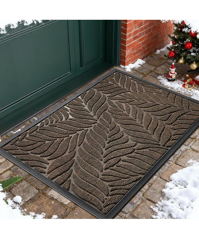 Yimobra Front Door Mat Outdoor Indoor, 29.5x17 All-Season Waterproof Door Mat Outside Entrance, All-Weather Non-Slip Outside Doormat for Garage Patio Entryway, Brown