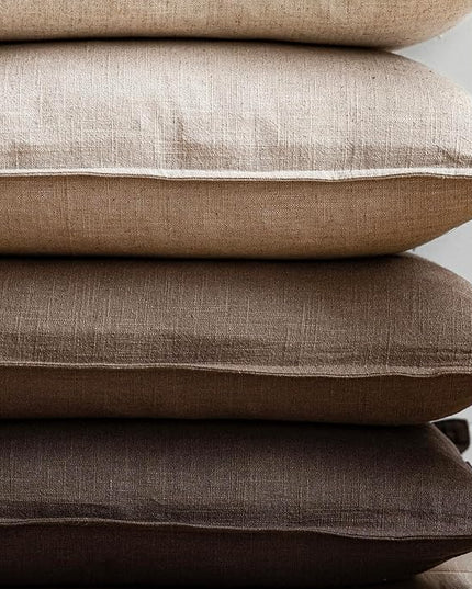 Foindtower Set of 2, Decorative Linen Soild Throw Pillow Covers Soft Accent Cushion Euro Case Boho Farmhouse Pillowcase for Chair Couch Sofa Bedroom Living Room Home Decor 20 x 20 Inch Natural Linen