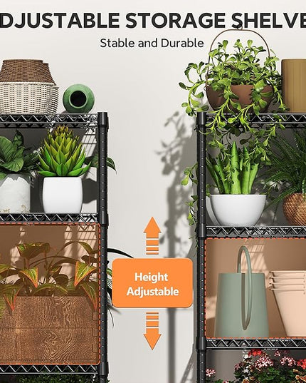 6 Tiers Storage Shelves Load 2100LBS, Metal Shelving Wire Metal Shelving Unit Shelves for Storage Adjustable Garage Shelving for Pantry Kitchen Garage Black 17.7" D x 47.3" W x 82.4" H