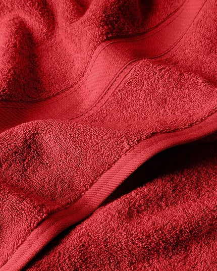 Superior Egyptian Cotton Pile 6 Piece Towel Set, Includes 2 Bath, 2 Hand, 2 Face Towels/Washcloths, Ultra Soft Luxury Towels, Thick Plush Essentials, Guest Bath, Spa, Hotel Bathroom, Red
