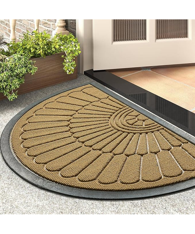 tchdio Door Mat Outdoor Indoor Entrance Doormat-Semicircular Durable Rubber Non Slip Front Door Mat for Outside Inside Entry Entryway Dirt Trapper WelcomeMat for Muddy Paws and Shoes-Yellow 24”x36”