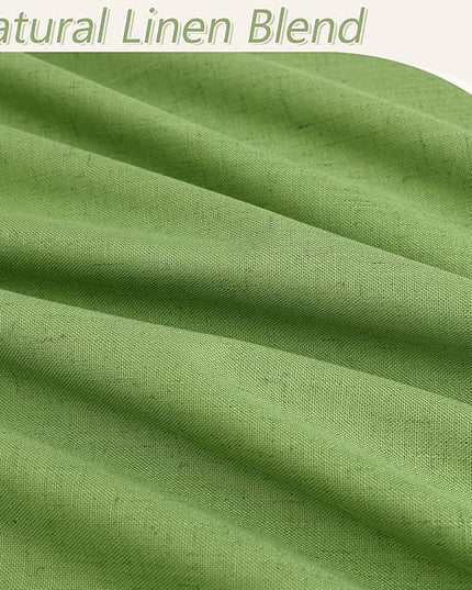 Guken 100% Blackout Curtains 90 Inch Length 2 Panels Set for Living Room Bedroom Back Tab Thermal Insulated Black Out Linen Drapes Room Darkening Lime Green,52x90
