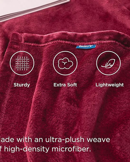 Bedsure GentleSoft Fleece Throw Blanket Red - 300GSM Christmas Blankets for Couch, Sofa, Bed, Soft Lightweight Plush Cozy Throws for Toddlers, 50x60 inches