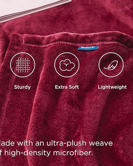 Bedsure GentleSoft Fleece Blanket Twin Size Red - 300GSM Lightweight Plush Fuzzy Cozy Soft Warm Blanket for Bed, Sofa, Couch, Travel, Camping, 60x80 inches