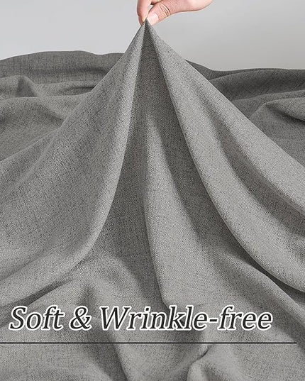 Grey Pinch Pleated Curtains 96 Inches Long 2 Panels, Soft Linen Textured Window Drapes for Bedroom Living Room Semi Sheer Light Filtering Back Tab with Hooks 70x96