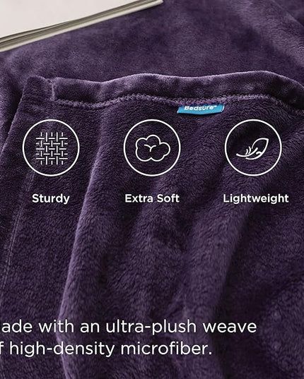 Bedsure GentleSoft Fleece Throw XL Blanket Purple - 300GSM Soft Lightweight Plush Cozy Blankets for Bed, Sofa, Couch, Travel, Camping, 50x70 inches
