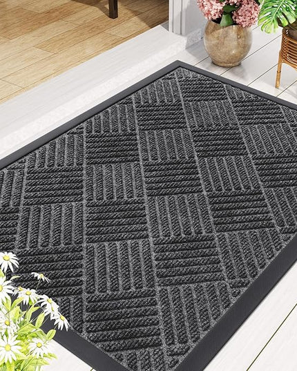 Smiry Front Door Mat Outside Entrance, Heavy Duty Outdoor Indoor Mat, Natural Rubber Doormat, Non Slip, Trap Dirt and Moisture, Easy Clean, Low Profile Patio Porch Entryway Mat, 71x23, Light Grey