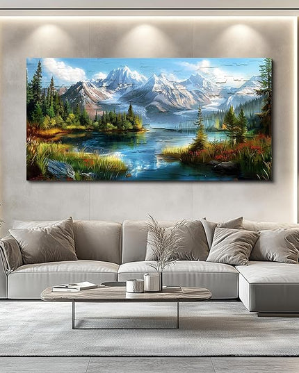 FUHAIHUA Canvas Wall Art For Living Room Large Wall Decor For Office Modern Bedroom Decoration Mountain Rivers Landscape Pictures Farmhouse Painting Artwork Wall Mural Aesthetic Home Decor 30x60 In