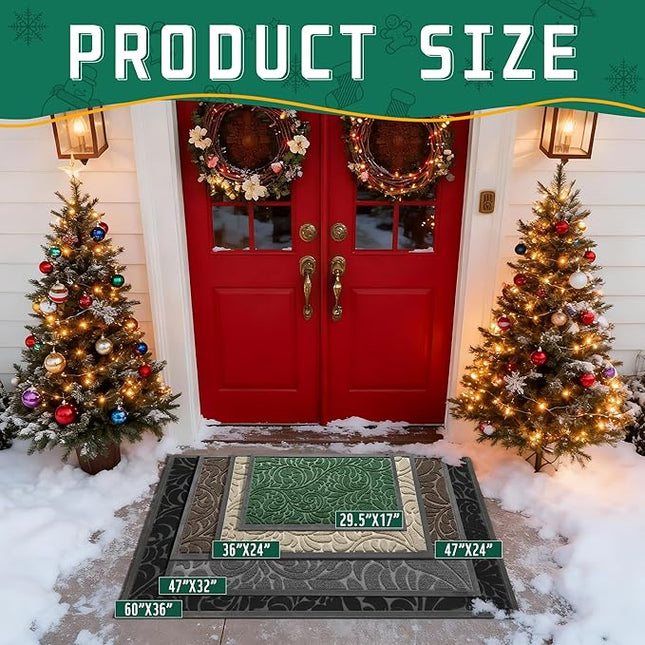 Yimobra Door Mat Outside Entrance 29.5x17, Waterproof Sturdy Outdoor Mats for Front Door, Heavy Duty Non-Slip Doormat for Garage Patio Entryway Indoor, Easy Clean, Green