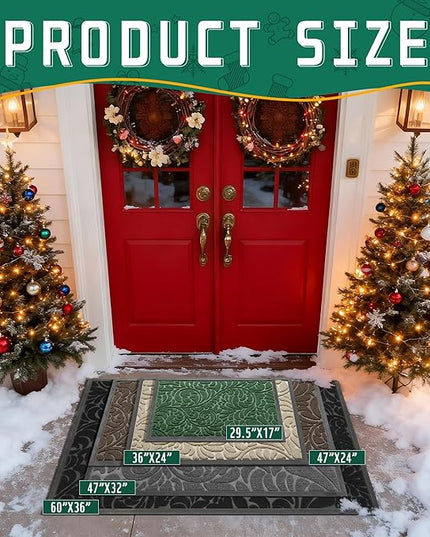 Yimobra Large Door Mat Outside Entrance 36x24, Waterproof Sturdy Outdoor Mats for Front Door, Heavy Duty Non-Slip Doormat for Garage Patio Entryway Indoor, Easy Clean, Green