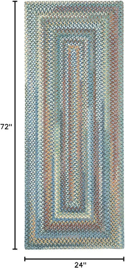 Capel American Heritage Legacy Blue 2' 0" X 6' 0" Runner Concentric Rectangle Braided Rug