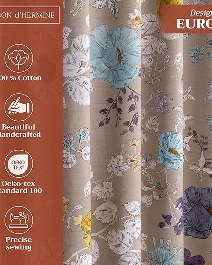 Maison d'Hermine Curtains for Living Room 100% Cotton 84 inch Length Two Panels Window Toile Curtains for Bedroom with Loop & Rod Pockets, Gifts for Mothers Day (Clematis, 50" W x 84" L)