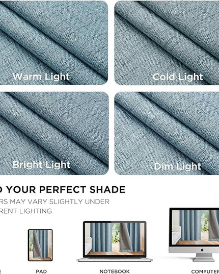 Joydeco Blackout Curtains for Bedroom - 100% Light Blocking 2 Panels Sky Blue Drapes 42" W x 108" L, Thermal Insulated Room Darkening Curtains, Linen Textured for Living Room, Rod Pocket & Back Tabs