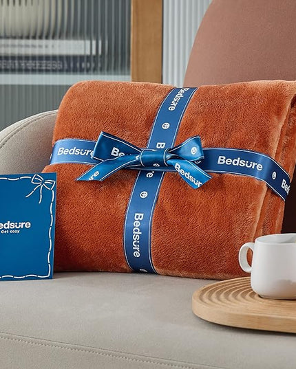 Bedsure GentleSoft Twin XL Fleece Blanket Dorm Bedding - Lightweight Soft Cozy Blankets for Bed, Sofa, Couch, Travel, Camping, Burnt Orange, 66"x90"