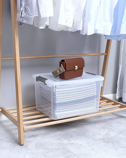 Citylife 32 QT Plastic Storage Bins with Latching Lids Stackable Storage Containers for Organizing Large Clear Storage Box for Garage, Closet, Kitchen, 4 Packs