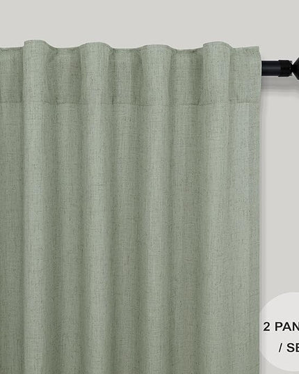 Sage Green Curtains 84 Inch Length for Living Room 2 Panels Back Tab Rod Pocket Drapes Light Filtering Sheer Linen Cotton Textured Light Green Curtain for Bedroom Rustic Boho Farmhouse Decor 7 FT Long