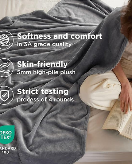 Bedsure GentleSoft Fleece Blanket Twin Size Grey - 300GSM Lightweight Plush Fuzzy Cozy Soft Warm Blanket for Bed, Sofa, Couch, Travel, Camping, 60x80 inches