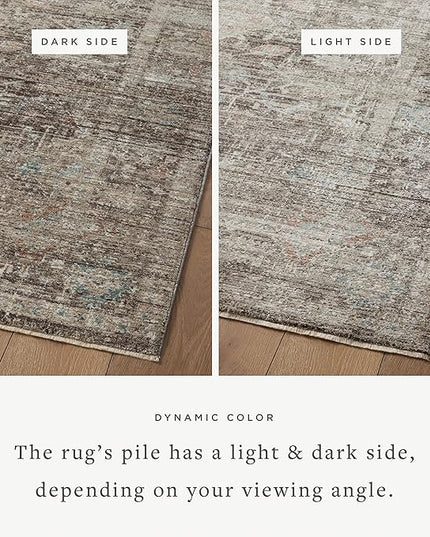 Loloi Magnolia Home by Joanna Gaines Millie Collection MIE-03 Charcoal/Dove 2'-3" x 3'-10", .25" Pile Height, Accent Rug