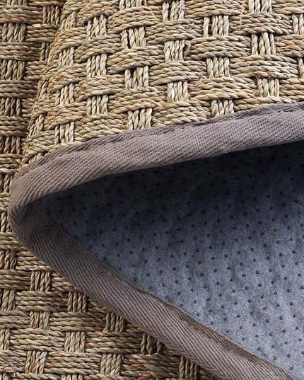 Safavieh Area Rug 6x8 Oval- Natural Fiber Collection - Natural & Grey, Seagrass, Basketweave Pattern with Border (NF114P)