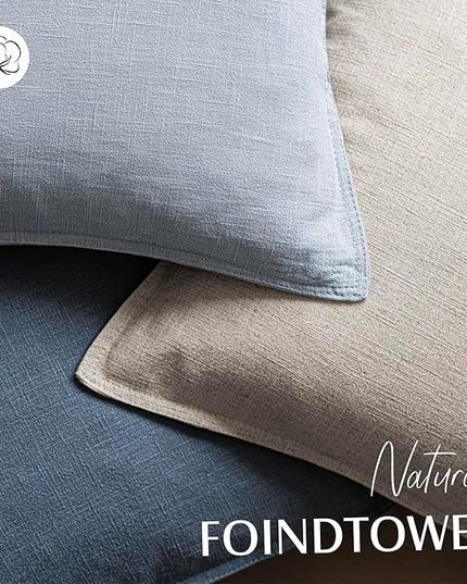Foindtower Pack of 2, Decorative Linen Soild Throw Pillow Covers Soft Accent Lumbar Cushion Case Boho Farmhouse Pillowcase for Chair Couch Sofa Bedroom Living Room Home Decor 12 x 20 Inch Sky Blue