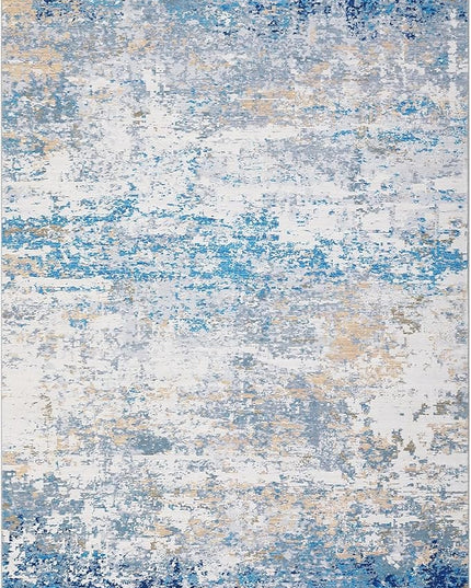 Modern Abstract 2x3 Area Rug Non Slip Non Shedding Low Pile Stain Resistant Rug for Entryway Kitchen Bedroom,Blue/Grey