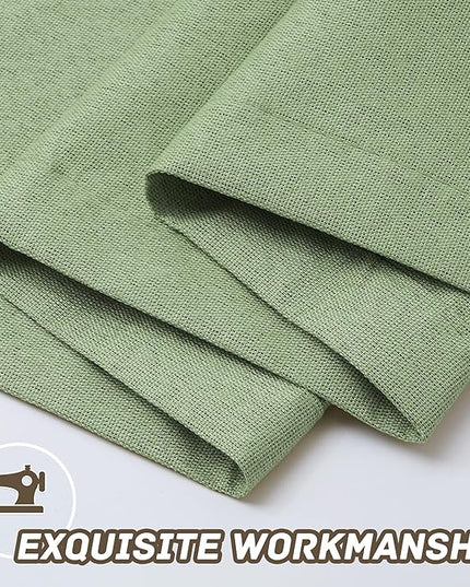 100% Blackout Linen Textured Curtains 95 Inch Length 2 Panels Set for Living Room, Bedroom, Light Weight Curtains with Grommets Top, Full Blackout Curtains Privacy Protection, Green, 52" W x 95" L