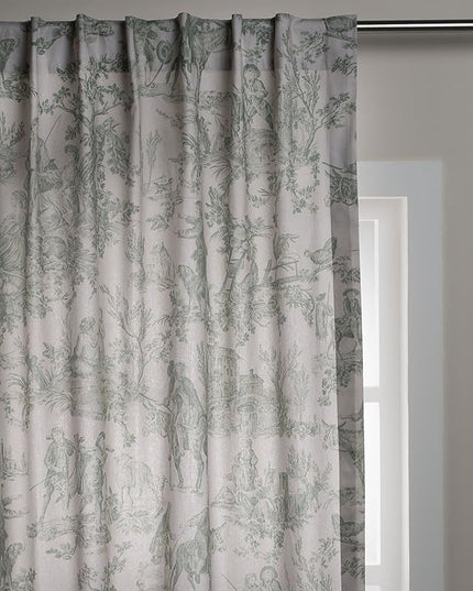 Maison d' Hermine Curtains for living room 100% Cotton 108 inch length Two Panels Light Filtering Toile Curtains for Bedroom Windows with rod and loop Pockets (The Miller Antique Green, 50"W x 108"L)