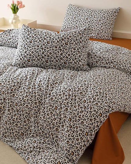 Houseri Leopard Comforter Set Queen Black Cheetah Print Bedding Sets Quilt Stylish and Bold Animal Print Bed Blanket Queen Size