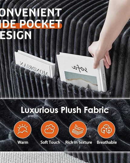 108”Modern Modular L-Shape Couch with Chaise, Modular Sectional Couches for Living Room, Deep Seat Boneless Sofa Bed, No Assembly Required Sleeper Sofa, Plush Corduroy Fabric, Dark Gray