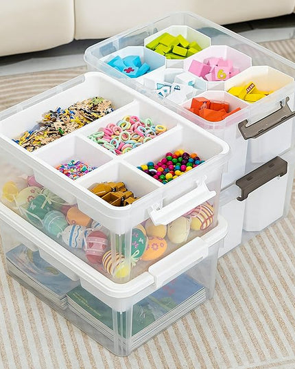 Citylife 17 QT Plastic Storage Bins Clear Storage Box with Lids Multipurpose Stackable Storage Containers for Organizing Tool, Craft, Crayon, 2 Packs