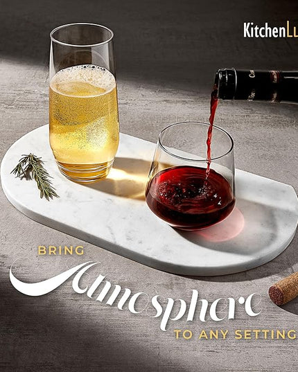 Short & Tall Drinking Glasses Set of 8 - 4 Tall Water Glasses and 4 Short Small Glass Cups Set - Elegant Glass Drinkware - Deluxe Glassware Sets for Highball Sparkling Cocktails, Wine, Beer, Whiskey