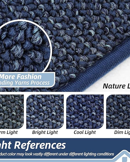 BEQHAUSE Dirt Trapper Door Mat 32" x 48", Non-Slip Washable Doormats Entrance Mat, Dirt Resistant and Absorbent Welcome Mat, Low Profile Floor Mats for Front Back Door and Entryway, Blue