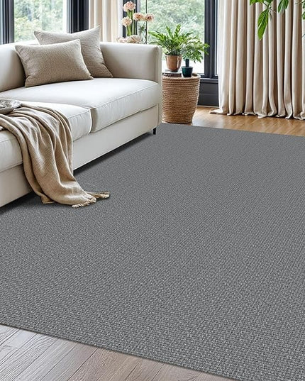 KOZYFLY Washable Area Rug for Living Room 5x7 Ft Non Slip Rubber Backed Bedroom Rug Braided Cotton Dining Room Rug, Floor Carpet for Living Room Dining Room Bedroom, Grey