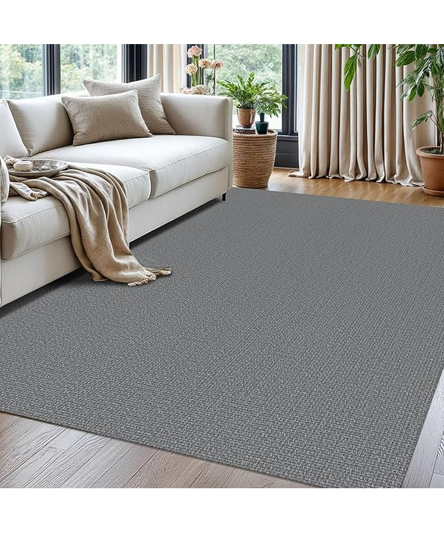 KOZYFLY Washable Area Rug for Living Room 5x7 Ft Non Slip Rubber Backed Bedroom Rug Braided Cotton Dining Room Rug, Floor Carpet for Living Room Dining Room Bedroom, Grey